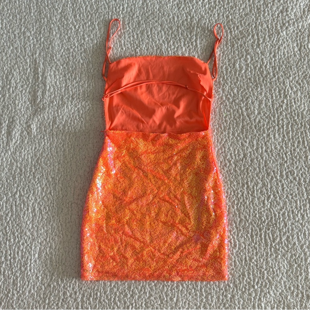 Sparkling Orange Dress by Lucy In The Sky! - Picture 3 of 4